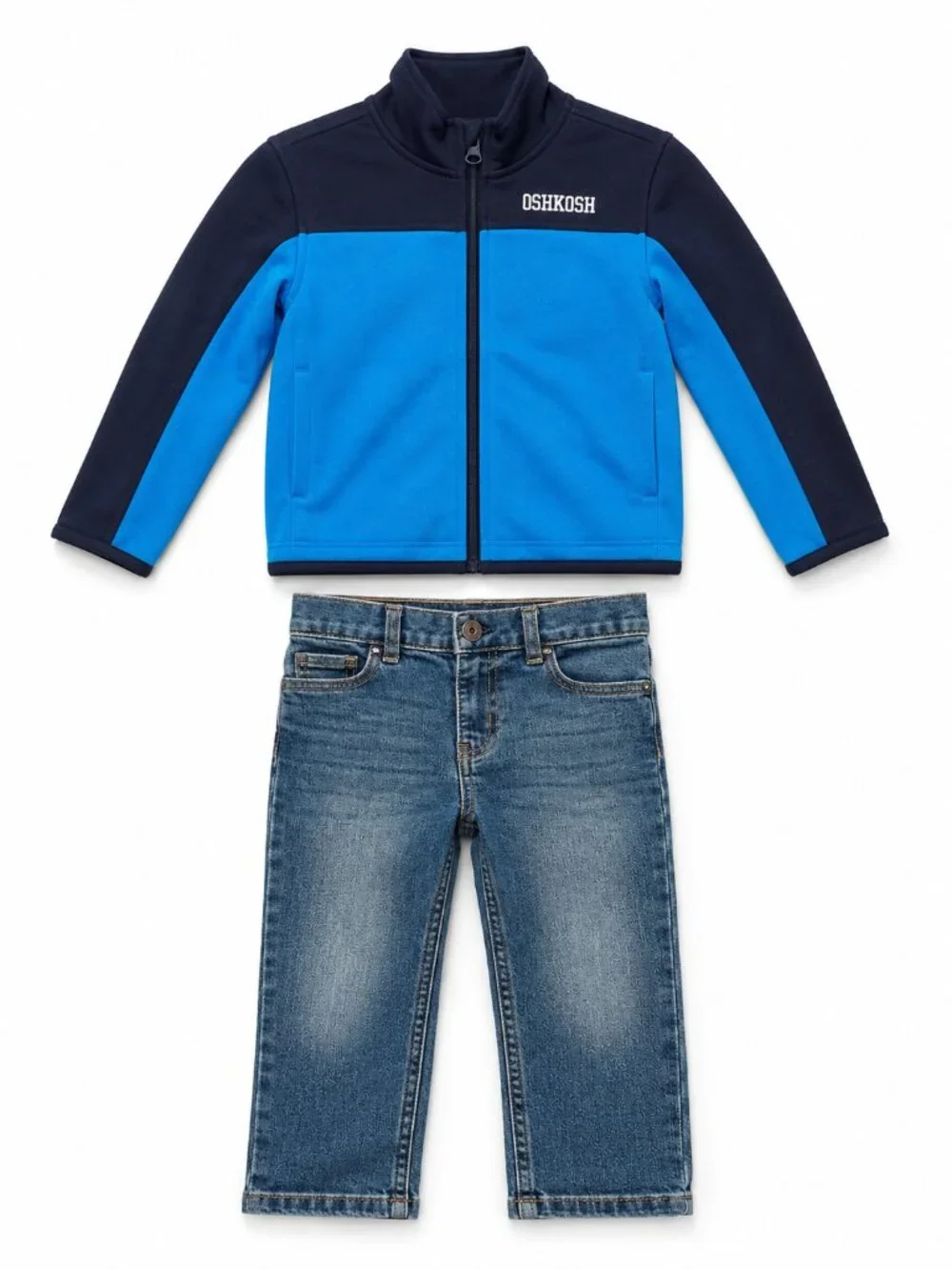 NWT OshKosh B’gosh Toddler Boy Jeans & Jacket Set 18M Blue Water Resistant 18 Mo